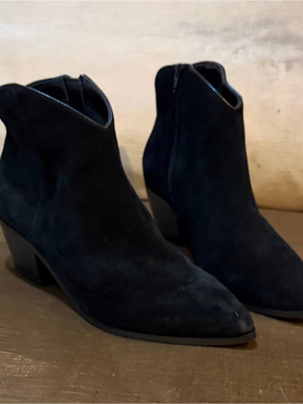 Banana Republic Black Suede Ankle Booties with Block Heel